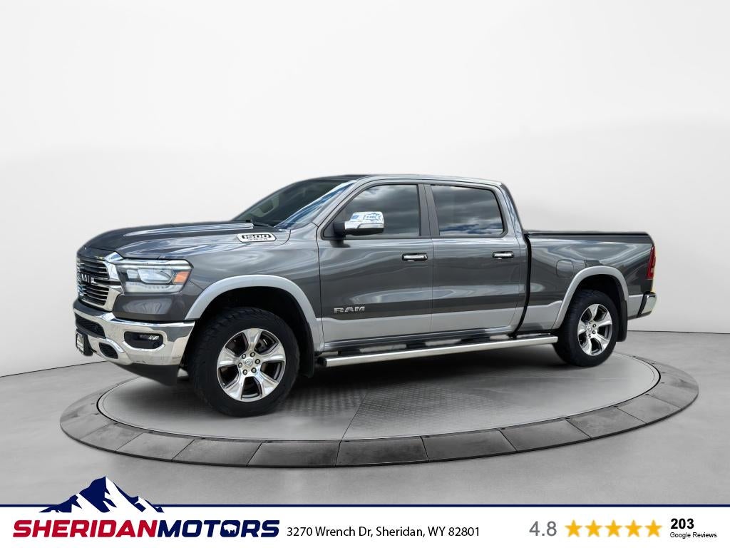 2020 RAM 1500 Laramie in Gray — front three-quarter view