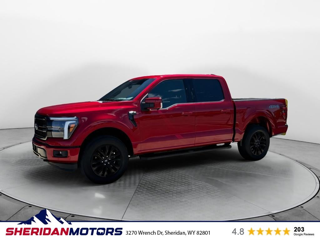 2025 Ford F-150 LARIAT in Red — front three-quarter view