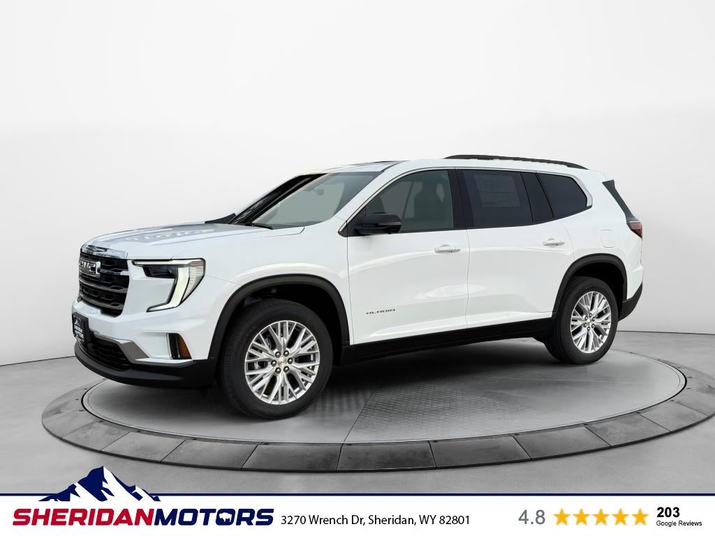 2026 GMC Acadia Elevation in Summit White — front three-quarter view