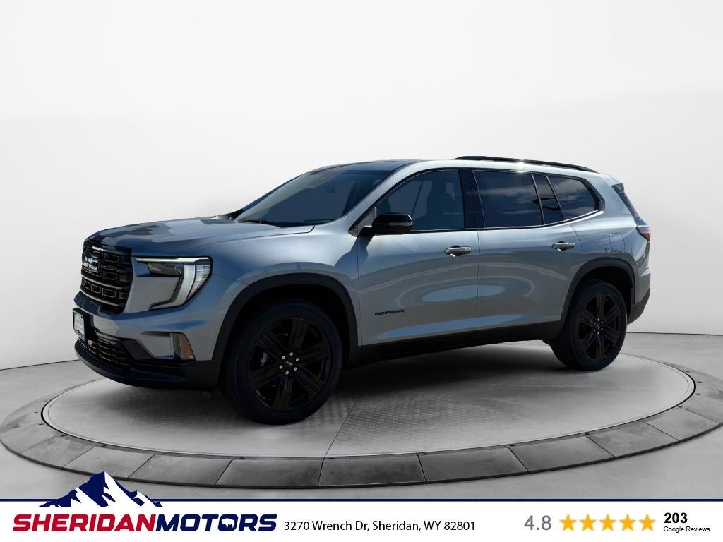 2026 GMC Acadia Elevation in Sterling Metallic — front three-quarter view
