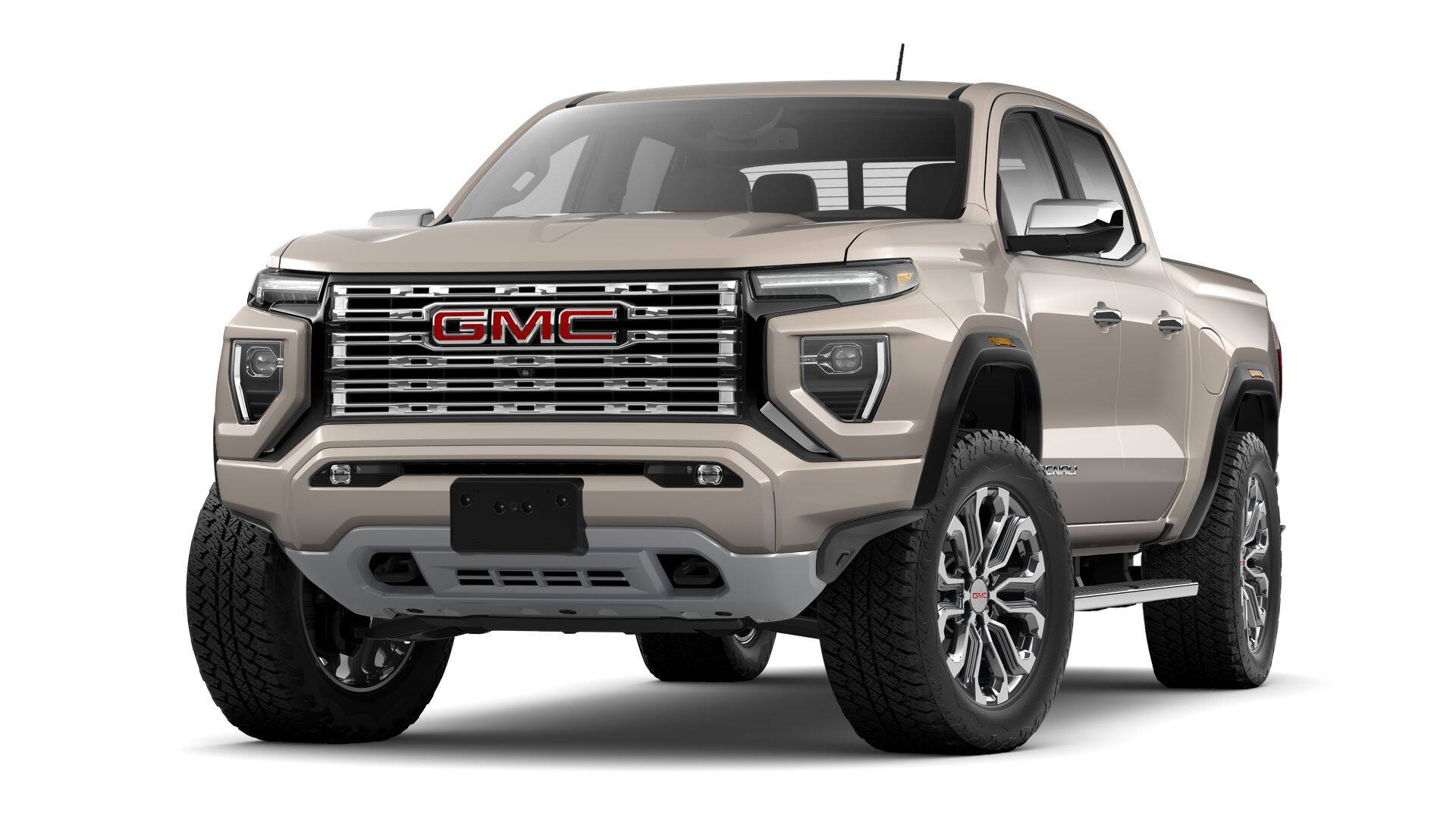 2026 GMC Canyon Denali in Coastal Dune — front three-quarter view