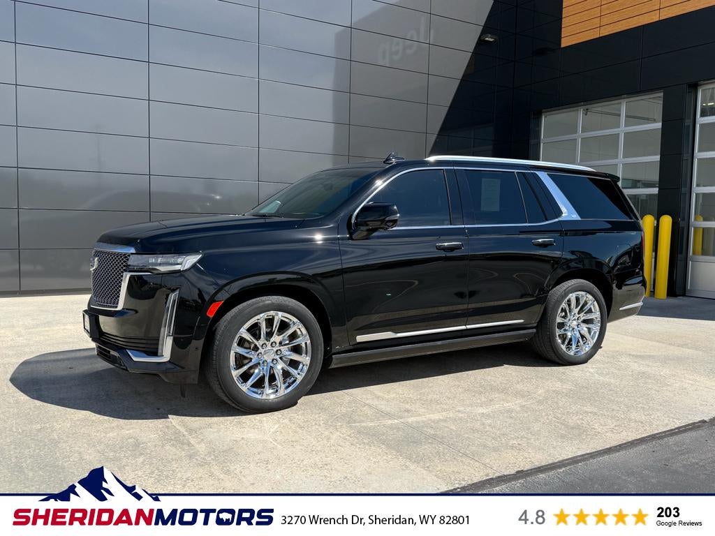 2023 Cadillac Escalade Premium Luxury Platinum in Black Raven — front three-quarter view