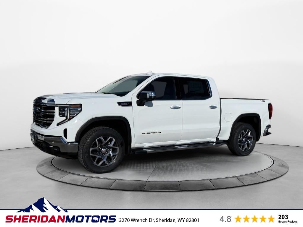 2026 GMC Sierra 1500 SLT in Summit White — front three-quarter view